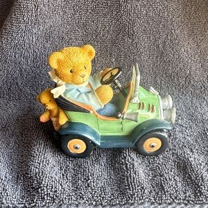 Cherished Teddies. Charming Green Toy Car with Teddy Bears
